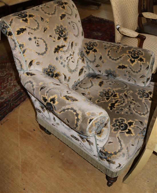 Edwardian floral upholstered  lounge armchair